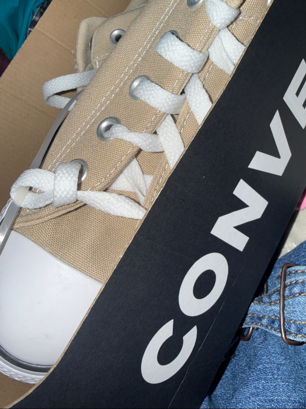 Converse Low-Top Canvas Sneaker in Tan with White Accents